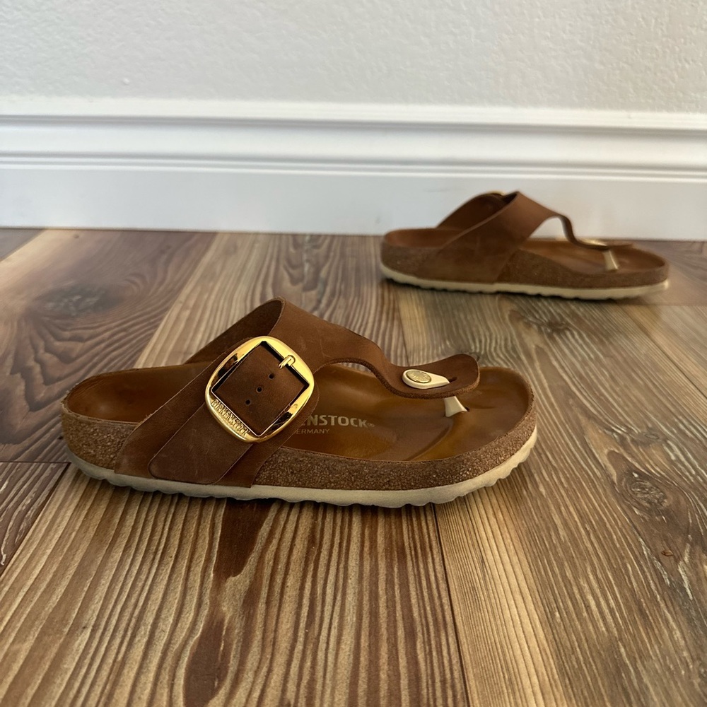 Birkenstock Gizeh Big Buckle - Cognac Oiled Leather - Size 37 Ladies 6 - Picture 2 of 4